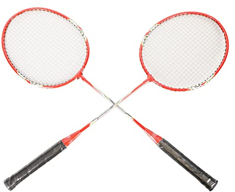 CHICIRIS LEIJIAER Badmintonracket Set med 2 Träningsbadmintonracket i Järnlegering med Quick Rebound Bekväm Förvaringsväska för 2 Spelare Övning Nybörjare Vuxna (Röd)