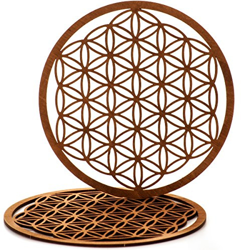 MC-TREND Blume des Lebens Wanddeko aus Holz – 2er Set mit je 17cm Durchmesser | Spirituelle Deko als Wandbild & Fensterdeko | Perfekt für Meditation & harmonische Räume(Ø 17 cm)