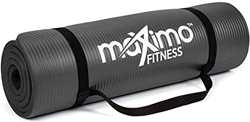 Extra dicke Gymnastikmatte (183 x 60 x 1,5 cm LxBxT), rutschfest, für alle Zwecke wie Pilates, Bodenturnen, Strecken, Heim- und Fitnessstudio, Schwarz