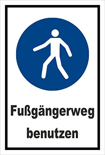 Melis-Folienwerkstatt Schild - Gebots-Zeichen -Fußgänger-Weg benutzen - entspr. DIN ISO 7010 / ASR A1.3 – 15x10cm | stabile 3mm Starke Aluminiumverbundplatte – S00361-048-A +++ in 20 Varianten