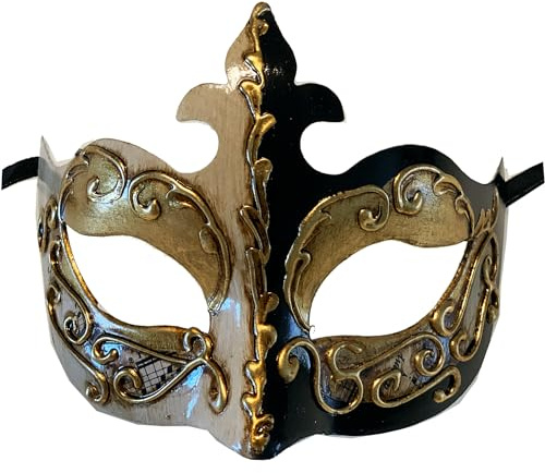 LannaKind Handgefertigte Venezianische Maske Augenmaske Colombina Damen und Herren (C01 Schwarz)