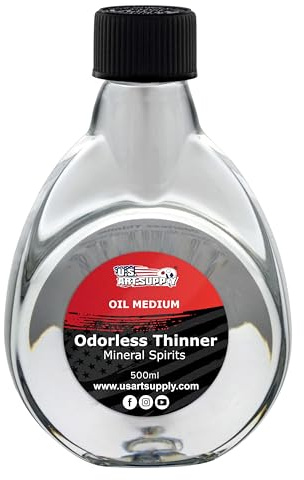 U.S. Art Supply Odorless Mineral Spirits for Cleaning - 16.9oz (500ml) Highly Refined Paint Solvent, Thinner for Oil Mediums
