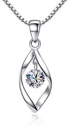 Zolkamery Silverhalsband för kvinnor, 925 sterling silver halsband med vit/akvamarin/rosa/safir/lila/röd/grön zirkonia, vattendroppe vitt guld halsband kedja, smycken för damer, Sterlingsilver, Kubisk