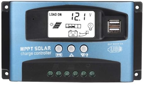 Nikou MPPT 40A Solarladeregler, Solarregler Solar Ladegerät Dual USB LCD-Display 12V 24V Hochpräzise Schutzfunktion für Sonnenkollektor (40A)