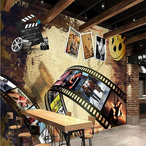Papier Peint intissé Photo MuralTaille personnalisée Photo nostalgie européenne film américain fond mur lobby décoration de la maison salon cinéma papier peint mural-Environ 300 * 210 cm