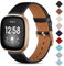 CeMiKa Leder Armband Kompatibel mit Fitbit Sense/Versa 3, Original Lederband Ersatzband mit Edelstahl-Verschluss, Schwarz/Roségold
