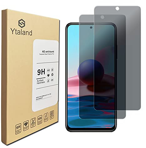 Ytaland 2 Stück Sichtschutz Schutzfolie für Xiaomi Redmi Note 10 / Note 10s, Anti-Spy Schutzglas, Privacy Sichtschutzfolie, [Anti-Spion] [9H Härte] [Bläschenfrei]