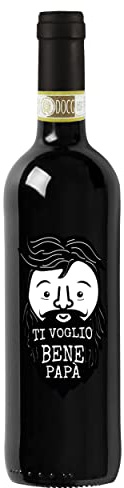 Vino Nobile di Montepulciano DOCG in bottiglia personalizzata per lui - Idea regalo originale per uomo, festa del Papà, festa del Nonno, compleanno e Natale. (0,75L, Ti voglio bene papà)