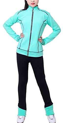 Songyi Eiskunstlauf Hose Jacke Hohe Elastizität Wettbewerb Mädchen Tanzen Activewear Frauen(Size:M,Color:Blau)