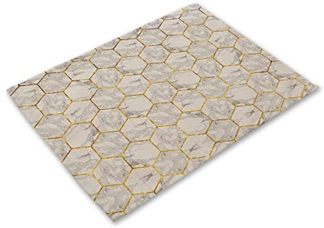 Manteles Individuales Mármol Dorado Salvamanteles Individuales Algodón Lino Lavable Mantel Individual Resistente al Calor Individuales Mesa Engrosamiento Bajoplatos 30x45cm 6 Pcs