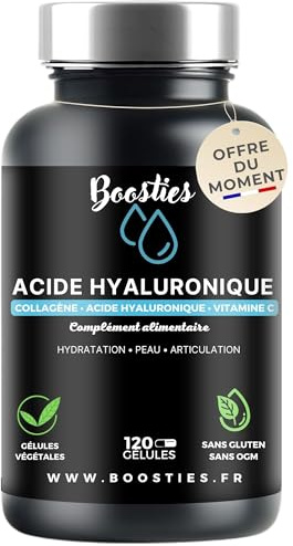 Acide hyaluronique | Enrichie en collagène marin + Vitamine C | Bioactif | 800-900 kDa | Hydratation peau & anti-ride | 2mois de cure | Fort absorption (Acide hyaluronique, Acide hyaluronique)