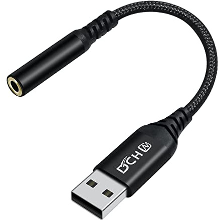 DCHAV Adaptateur audio USB vers jack 3,5 mm pour casque et microphone - Carte son externe AUX USB type A vers câble de 3,5 mm - Interface TRRS femelle 4 pôles - Contrôle de ligne pour PC, ordinateur