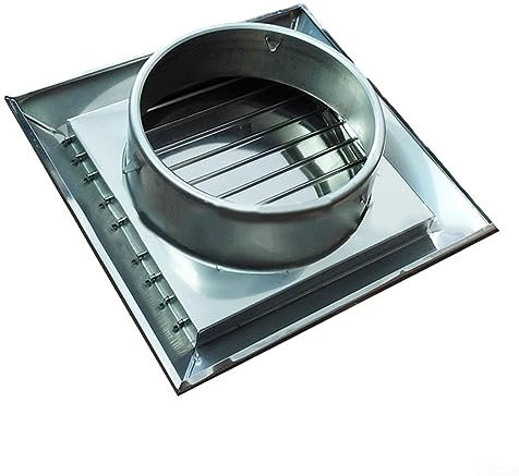 DAZZLEEX Edelstahl-Abluftventilator-Außenabdeckung, 100/150 mm bewegliche quadratische Lüftungsschlitze, Außenwand-Regenkappen-Lamellen (150 mm)