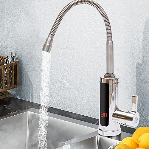 Robinet électrique à LED 360° - Chauffage instantané - Chauffe-eau instantané - Chaud et froid - 3000 W - Avec écran d'affichage de la température - Pour cuisine, salle de bain