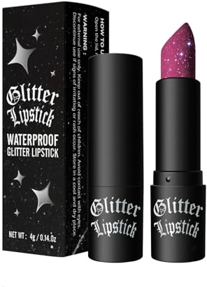 Vawolecy Glitzer Lippenstift, funkelnder Glanz Lipgloss wasserfest mattes Metallic-Finish