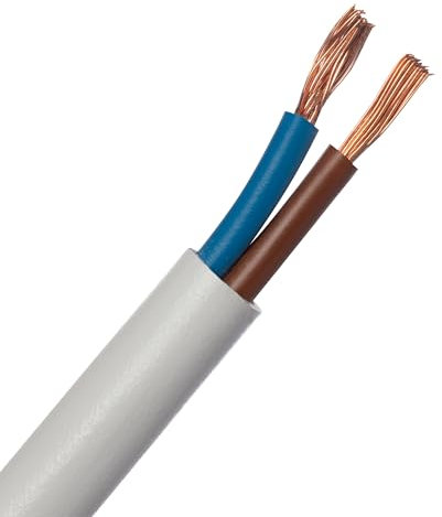 LEXMAN - Stromkabel H05VV-F 2X1.5-2 x 1,5 mm² - 500 V - Polyvinylchlorid (PVC) - Kupfer - ⌀ 7,5 mm - 15 m - Weiß - Schlauchleitung - Kabel Leitung - Stromkabel 2 adrig - Gerätekabel