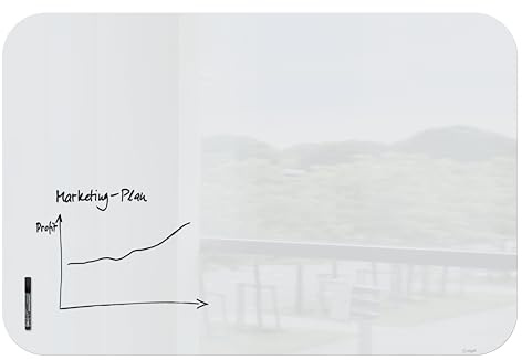 SIGEL Glas-Whiteboard 150x100 cm weiß hochglänzend abgerundete Ecken | GL305, Artverum, SGS geprüft, inkl. 1 schwarzen Board-Marker, Glas-Magnettafel