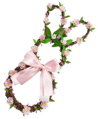 Garneck Osterkranz Osterhasen Türkranz Hase Weidenkranz Naturkranz Osteranhänger Wandkranz Dekokranz Rebenkranz Osterdeko Rattan Kranz Haustür Ostern Deko Anhänger Hänger Wanddeko Türschild