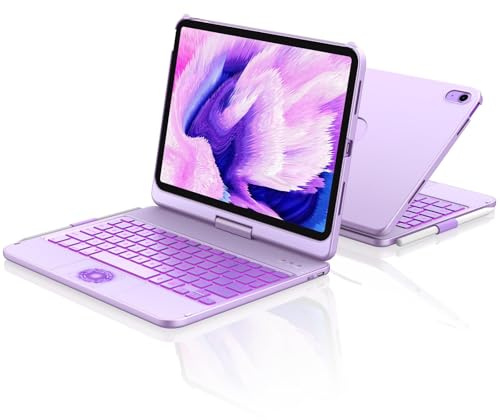 aMZCaSE for iPad 10th 2022/A16 11th Generation 2025(10.9/11 inch) Case with Keyboard Case,Touch for 10/11th Generation Case -360° Rotatable&Pencil Holder,UK Layout (Purple) | 7 Colors Backlight Case with Touch for Case -360°Rotatable&Pencil Holder UK Layout for iPad 10/11 Gen 2022/2025(Purple)