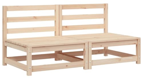 vidaXL Gartensofa 2 STK., Modular Sofa ohne Armlehnen, Gartensessel mit Lattenrost, Relaxsessel Lounge Sessel Gartenmöbel, Massivholz Kiefer
