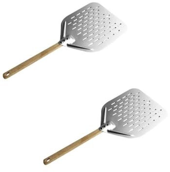 Neamou [2 pezzi Pala Barella per Pizza, Paletta per Pizza Pala per Pizza Forata, 12 Pollici Pala Pizza Forata in Lega di Alluminio, Pala per Pizza Scorrevole Corta con Manico in Legno