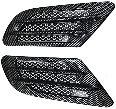 KACEPAR Exterior Car Air Flow Fender Side Vent Decoration Sticker, Front Side Fender Air Vent Grille Decoration Cover Trim, Universal Fit Pair, Carbon Fiber