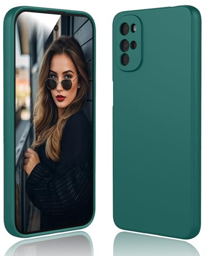 DESSEN Funda para Motorola Moto G22 - Líquida Silicona Carcasa con Forro de Microfibra Antiarañazos Delgada y Suave TPU Cover Anti-Choques Protectora Case, Verde Oscuro