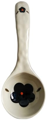 Mestolo da zuppa grande in ceramica dipinta a mano cinese di Jingdezhen Manico lungo Mestolo a testa tonda Grande Mestolo da zuppa sottosmalto giapponese Bellissimo mestolo da zuppa in porcellana, 1 p