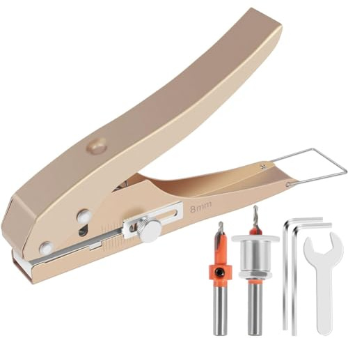 Kliplinc Foro singolo, 8 mm, perforatore, pinza per bordi con scala per carta, carte, plastica, cartone, durevole, facile da usare