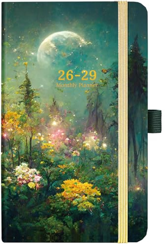 2025-2027 Fickplanerare/Kalender - Inbunden, Drömmande Månsken Månalplanerare, Jan. 2025 - Dec 2027, 3,7 tum x 6,3 cm, 3 års månadsplanerare - Grön