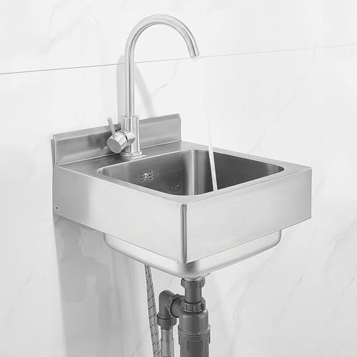 Edelstahl Wandwaschbecken Spüle Modern Waschbecken, Wandhalterung Klein Handwaschbecken Ausgussbecken Geeignet Für Bar Wohnmobil Küche Toilette Badezimmer