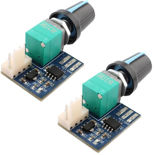 RUNCCI-YUN 2Pcs PWM Fan Speed Controller,4 Wires 0-5V 12V Fan Speed Controller PWM Speed Control On Off Switch for PC CPU Case Fan with Knob