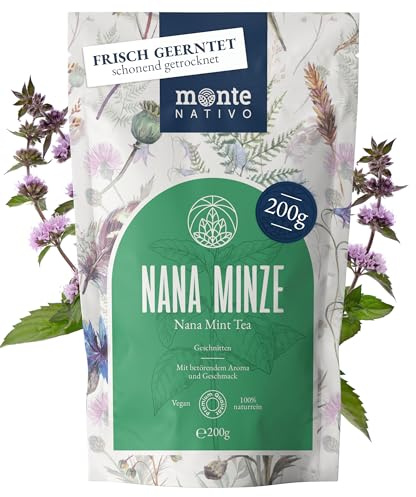 Spearmint Tea Monte Nativo (200g) - Nana Minze Tee | schonend getrocknete Nanaminze - 100% natürlich und ohne Zusatzstoffe - Aromatischer Kräutertee für einen köstlichen Aufguss