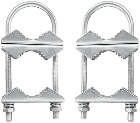 Sarini 2 Pezzi Doppia Antenna Morsetto per Albero Staffa a V Pesante bulloni a U Hardware di Montaggio per Tubi per Antenna TV ombrelloni Bandiere e canne da Pesca Antenna WiFi