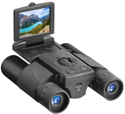 10x25 Digitalzoom-Fernglas mit Kamera, Fernglas für Erwachsene mit Hoher Leistung, 2-Zoll-LCD-Display, 2,5K 48MP Video-Fotorecorder, Fernglas mit Großer Sicht für die (Black)