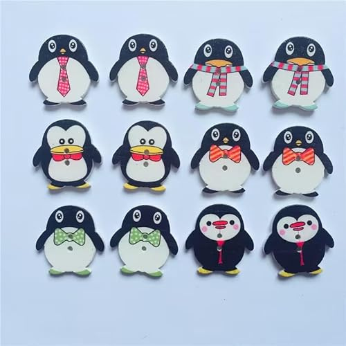 Holzknöpfe in Pinguin-Form, 50 Stück, Schwarz und Weiß, niedliche Nähknöpfe, Bastelknöpfe für Heimwerker, Näharbeiten, handgefertigte Projekte, Nähutensilien und Zubehör
