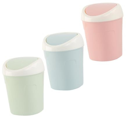 Homoyoyo Mini Poubelle Salle de Bain à Couvercle Basculant, Lot de 3, Pp, Portable, Anti-odeurs, pour Bureau et Table à Manger