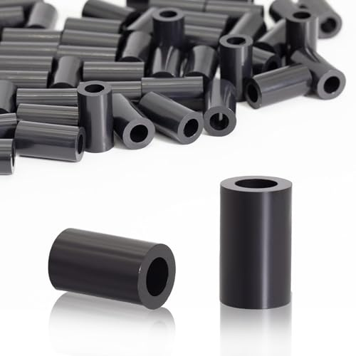 KINETOX 100 piezas Espaciadores Distanciadores 7x12 mm Arandelas Negras M4 | Arandelas de plastico ABS para tornillos M4, casquillos aislantes para placas de circuito, electrónica y proyectos DIY