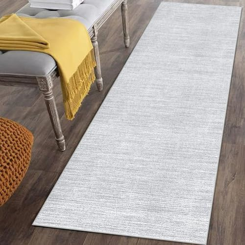 Läufer Teppich für Flur Lang Rutschfest 50 x 220 cm Grau Küchenläufer Teppich Läufer für Küche Waschbar Teppichläufer Flur Teppich Küchenteppich Schmutzfangmatte für Eingang Wohnzimmer Schlafzimmer