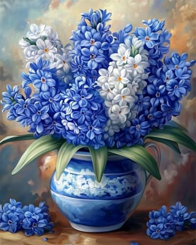 RKFLGEW DIY Seed Bead Embroidery Kits Hyacinth Flowers in Vase Crafts Bead Embroidery Kit DIY Beadwork Craft Set for Beginners Home Decor 30x40cm