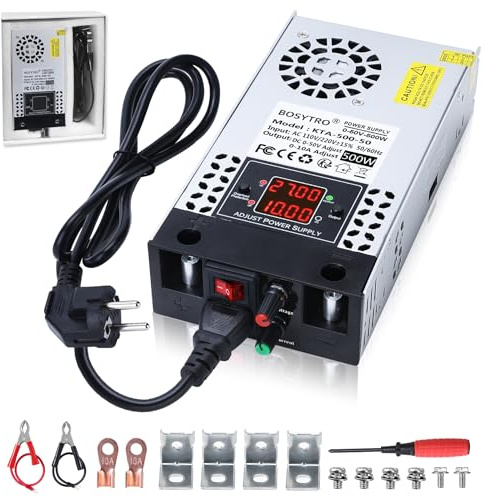 BOSYTRO Upgraded Fuente de Alimentación Regulable 0-50V 0-10A 500W Transformador 5v 12v 24v 48v Fuente Alimentación Conmutada para Tiras de LED, CCTV, Impresoras 3D, Radio, Cámara