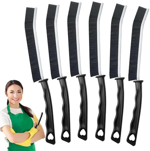 Taeku Fugenbürste 6er Set – Schmale Ecken- & Ritzenreinigungsbürste mit Hartborsten, Reinigungsbürste für Bad, Küche, Fliesenfugen, Fensterrahmen & Türschienen – Reinigungstool für Haushalt (Schwarz)