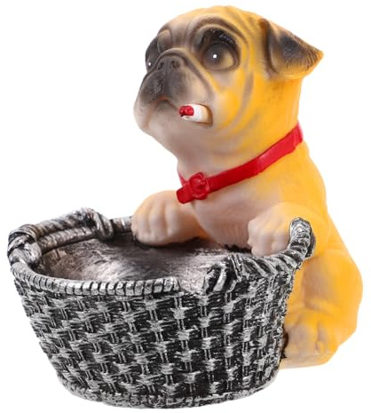 Hemobllo Cenicero de Decoración de Resina Diseño de Perro Bulldog Amarillo, Accesorio Anticenizas, para Sala de Estar y Oficina, Cenicero Único y Divertido para Hogar, 1 Unidad