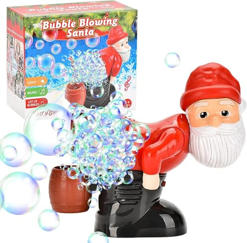 Weihnachtsmann Seifenblasenmaschine,Blase Maschine mit lustigen Lichtern und Musik,Automatische Bubble Machine,Bubble Blower,Weihnachtsmann Seifenblasen für Weihnachten,Party