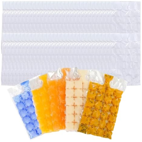 SYEYCW 60 Pcs Ice Cube Bags, 1440 Cubes, Food Grade Plastic Ice Chunk Maker Bags, for Freez, Cocktail, Whiskey, Chilled Drinks, Kitchen BBQ Parties, Travel, Camping