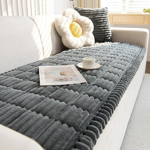 Generisch L Sofa üBerzug SofaläUfer 1/2/3/4 Sitzer,Anti-Rutsch Sofabezug Universelle Sofas Decke üBerwurf Kratzfest Hund Katze Sofaschutz(Grey,60x120cm)