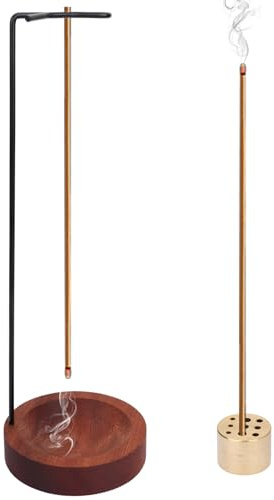 Porte-encens en bois avec 9 trous, 2 en 1, fait à la main, design classique pour yoga, méditation, spa, décoration de bureau à domicile, noir