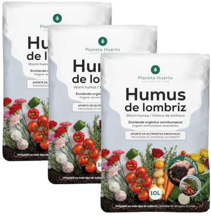 Pack 3X Humus de Lombriz 100% Natural Planeta Huerto 10 L