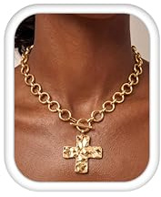 Dochais Kreuz Kette Damen Klobige Kette Gold Damen Wasserfest mit Anhänger Verstellbare Silberkette Goldkette Statement Halskette Frauen Mädchen Schmuck Geschenk Weihnachten