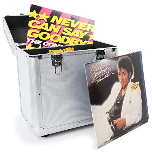 Power Dynamics RC80 - Valise Vinyles 24 x 35 x 39,5cm - Argent, 12 Pouces, Poignées Intégrées, Construction Très Robuste, Idéal DJ Mobiles